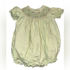 Zuccini 12 month green smocked bubble girls